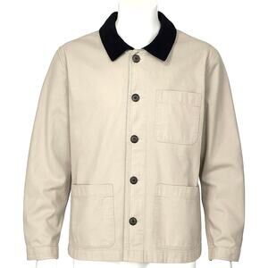 J.Crew Men’s Cotton Work Jacket  Size Large Washed Stone Navy Collar